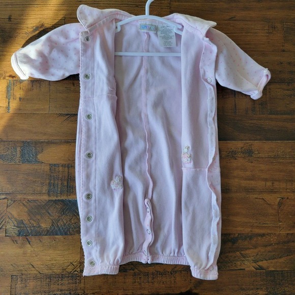 McBaby Vintage Light Pink W/ Hearts & Animals Collared Sleep Sack Button Up - Picture 2 of 11